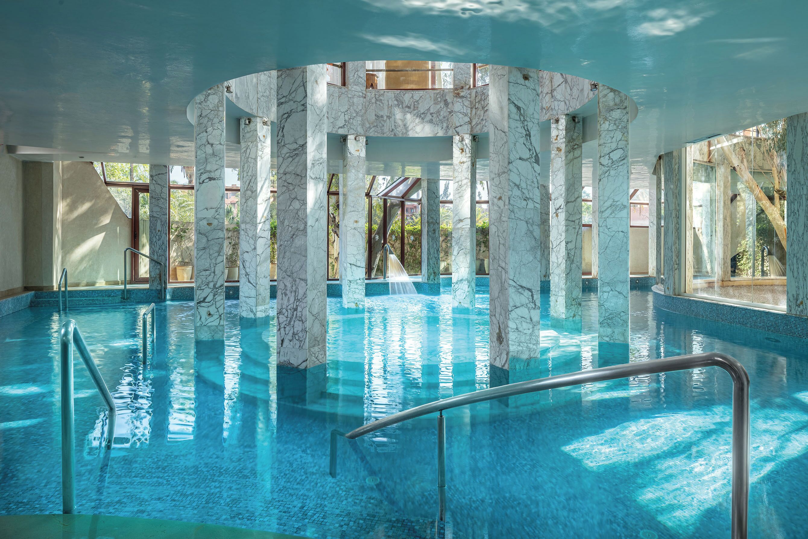 indoor pool, 2 outdoor pools, pool umbrellas, pool loungers