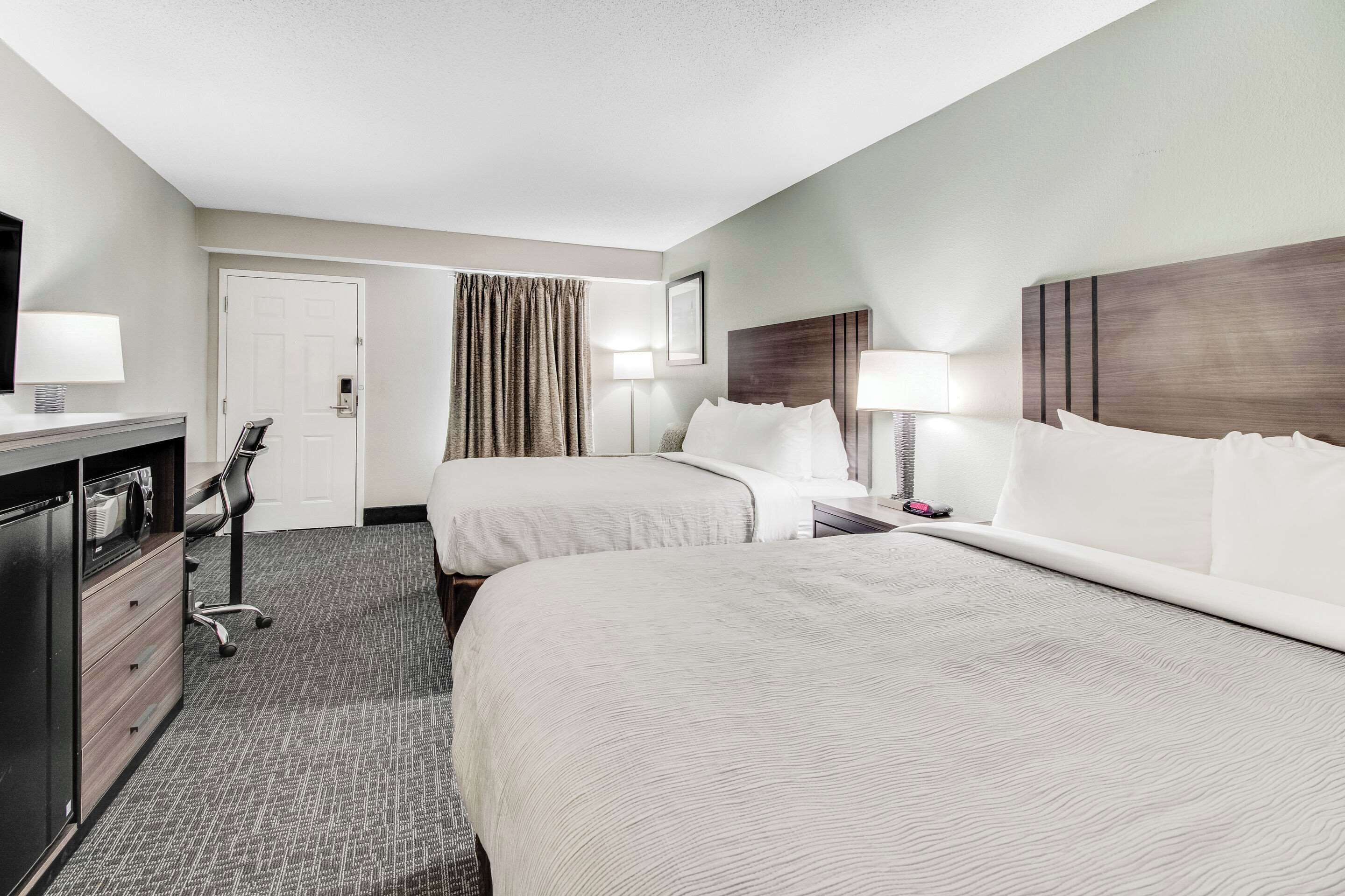 Standard Room, 2 Queen Beds, Non Smoking | Premium bedding, desk, iron/ironing board, rollaway beds