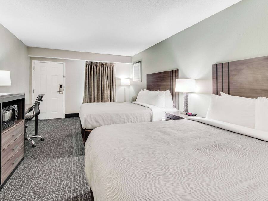 Standard Room, 2 Queen Beds, Non Smoking | Premium bedding, desk, iron/ironing board, rollaway beds