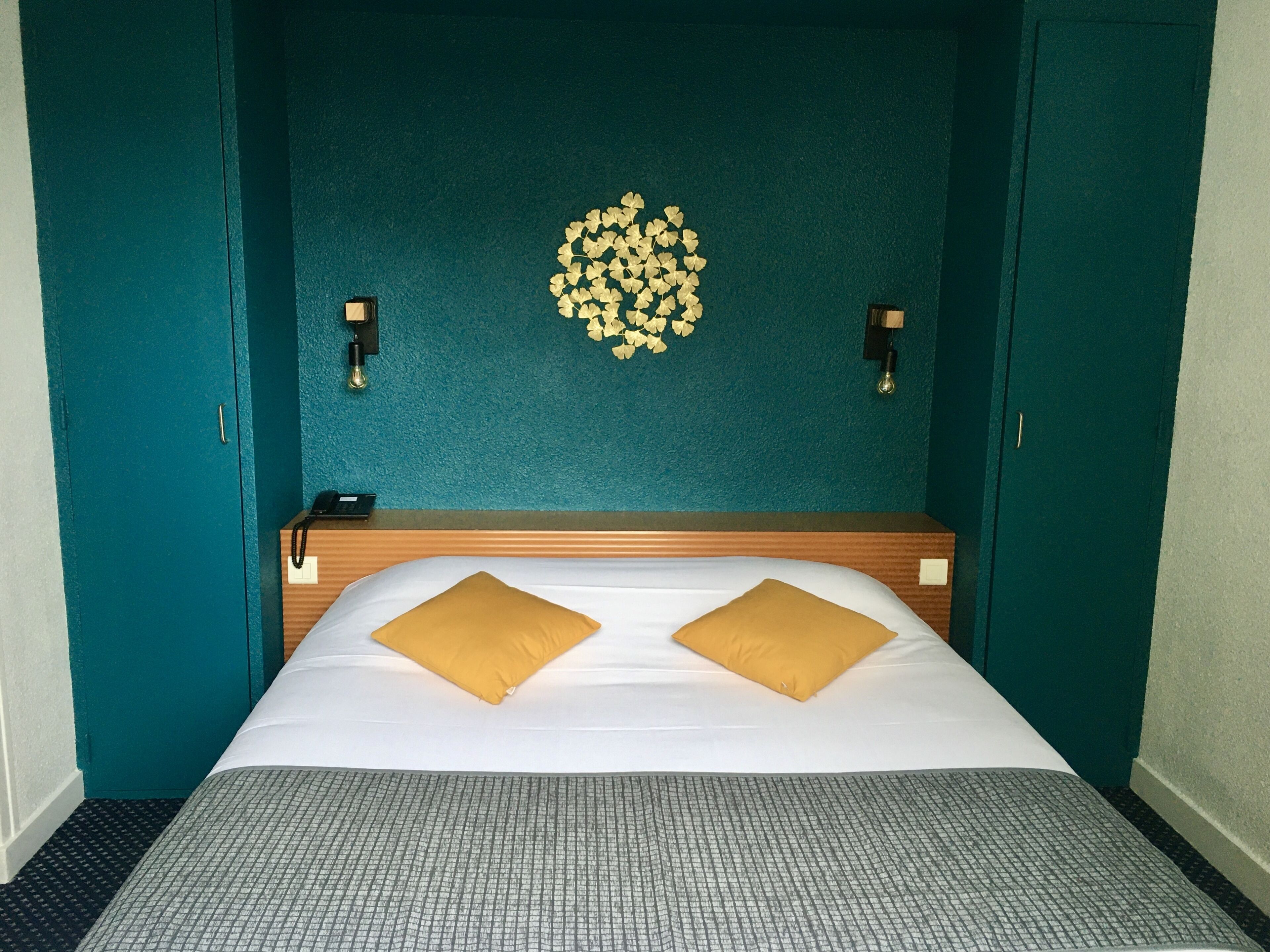 comfort double room | premium bedding, individually decorated, desk, blackout curtains