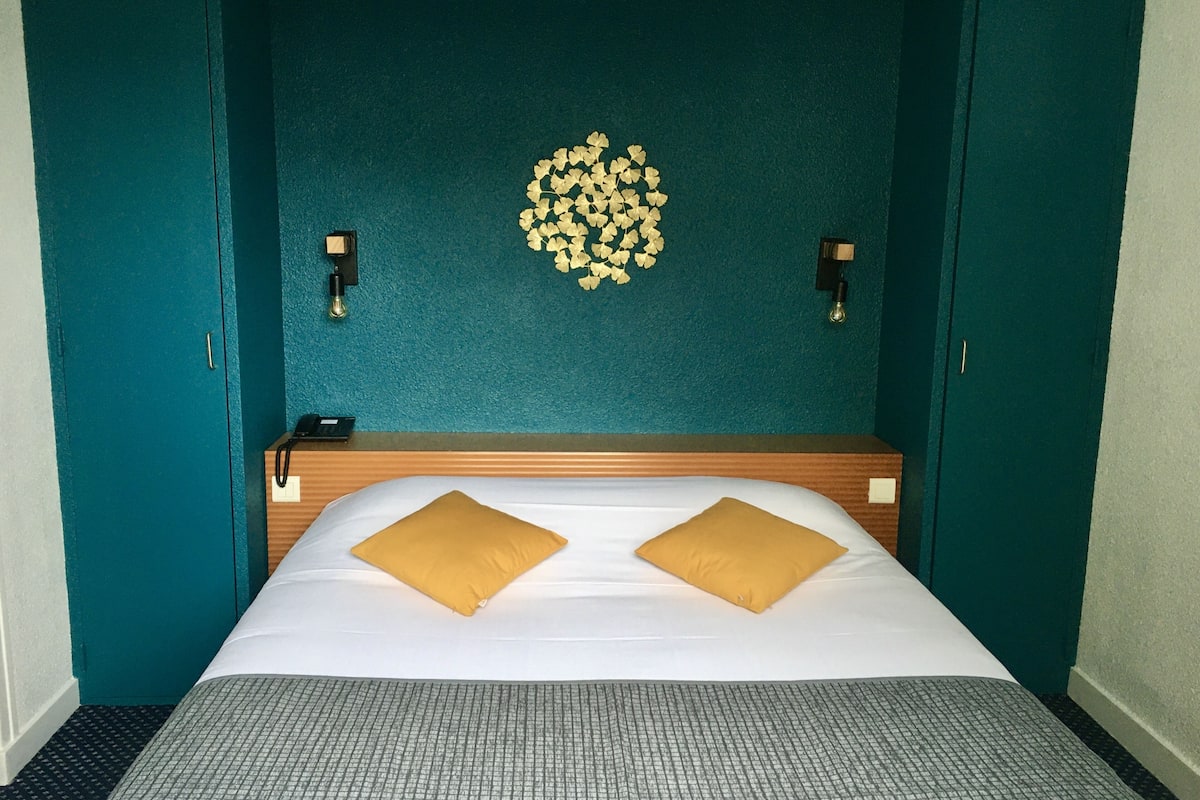 comfort double room | premium bedding, individually decorated, desk, blackout curtains