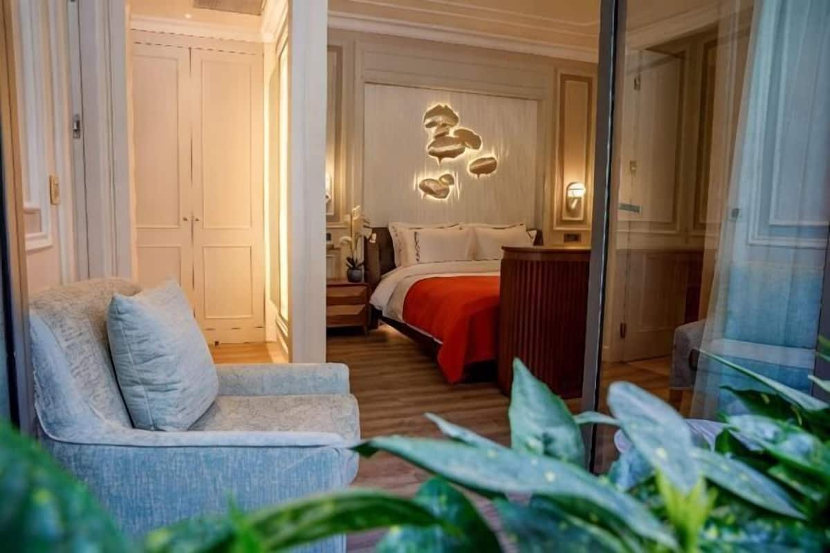 Sengetøy i egyptisk bomull, sengetøy av topp kvalitet og minibar
