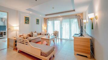 Flat-screen TV, DVD player