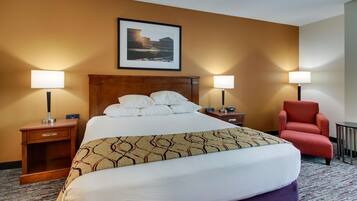 Desk, blackout drapes, iron/ironing board, free cribs/infant beds