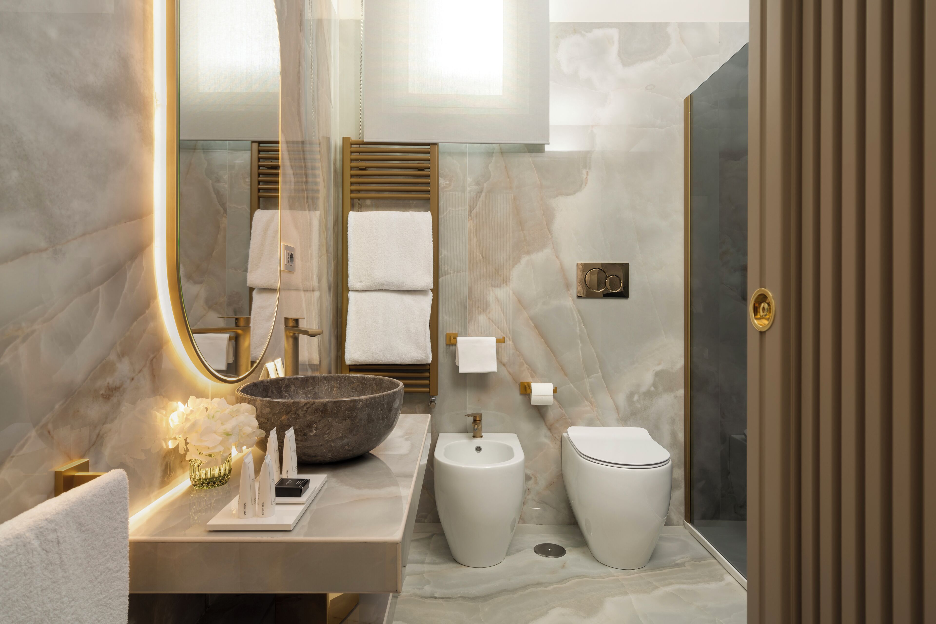 deluxe room, terrace | bathroom | shower, designer toiletries, hair dryer, bathrobes