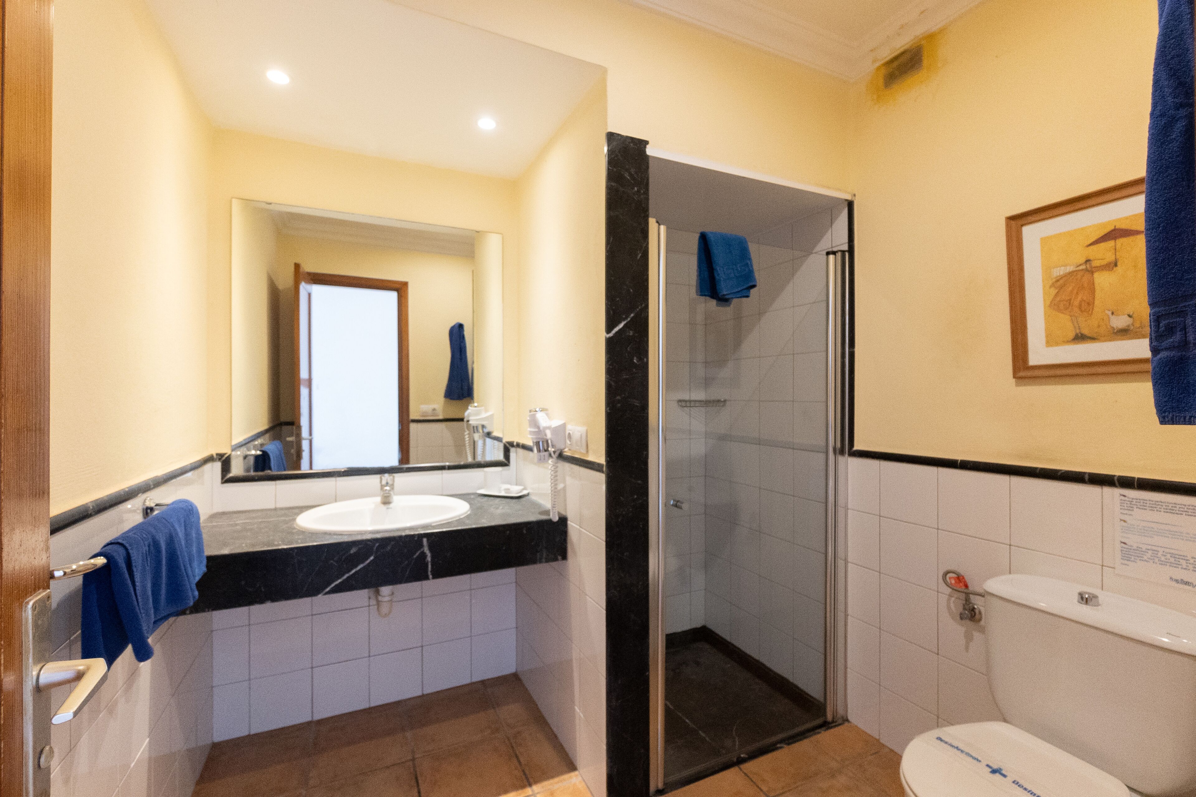 A bathroom with a sink, mirror, and toilet.