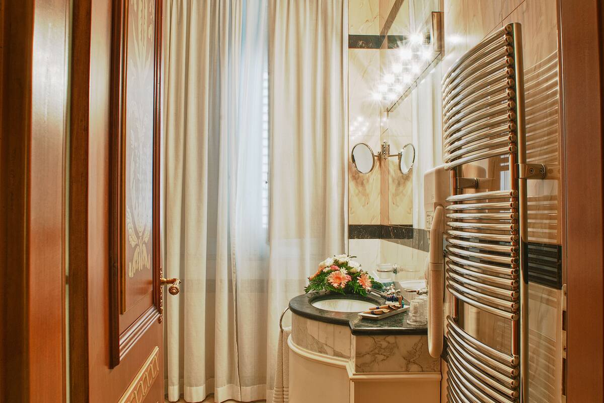 free toiletries, hair dryer, bathrobes, slippers