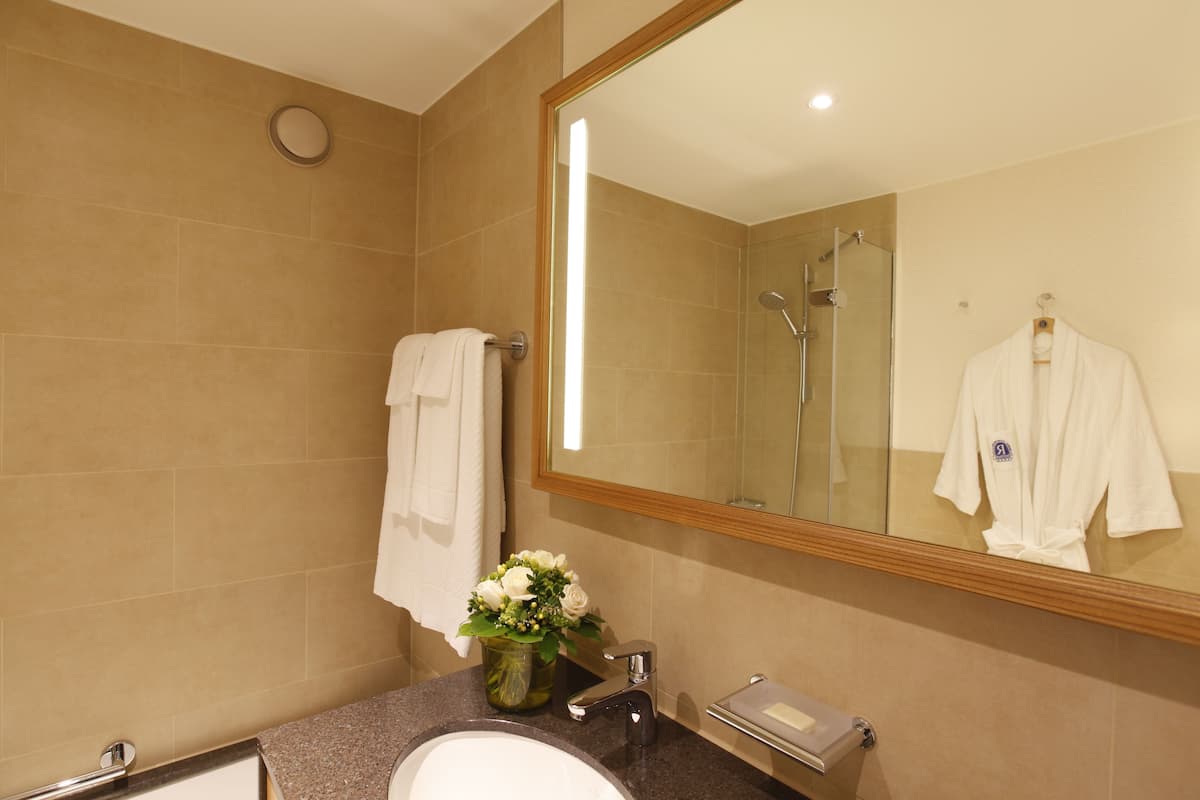 free toiletries, hair dryer, bathrobes, slippers