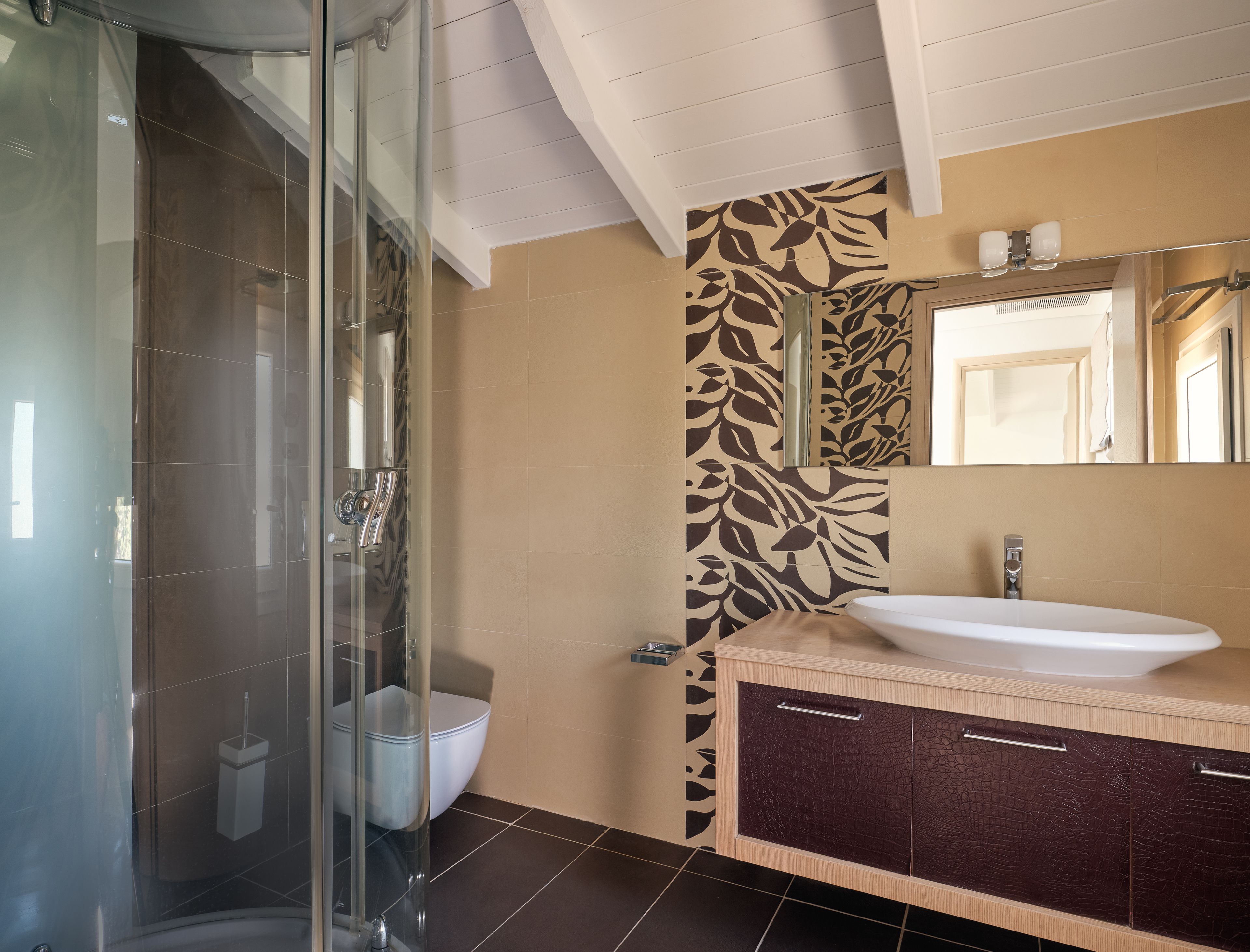 loft, pool view (suite top floor) | bathroom | shower, designer toiletries, hair dryer, slippers