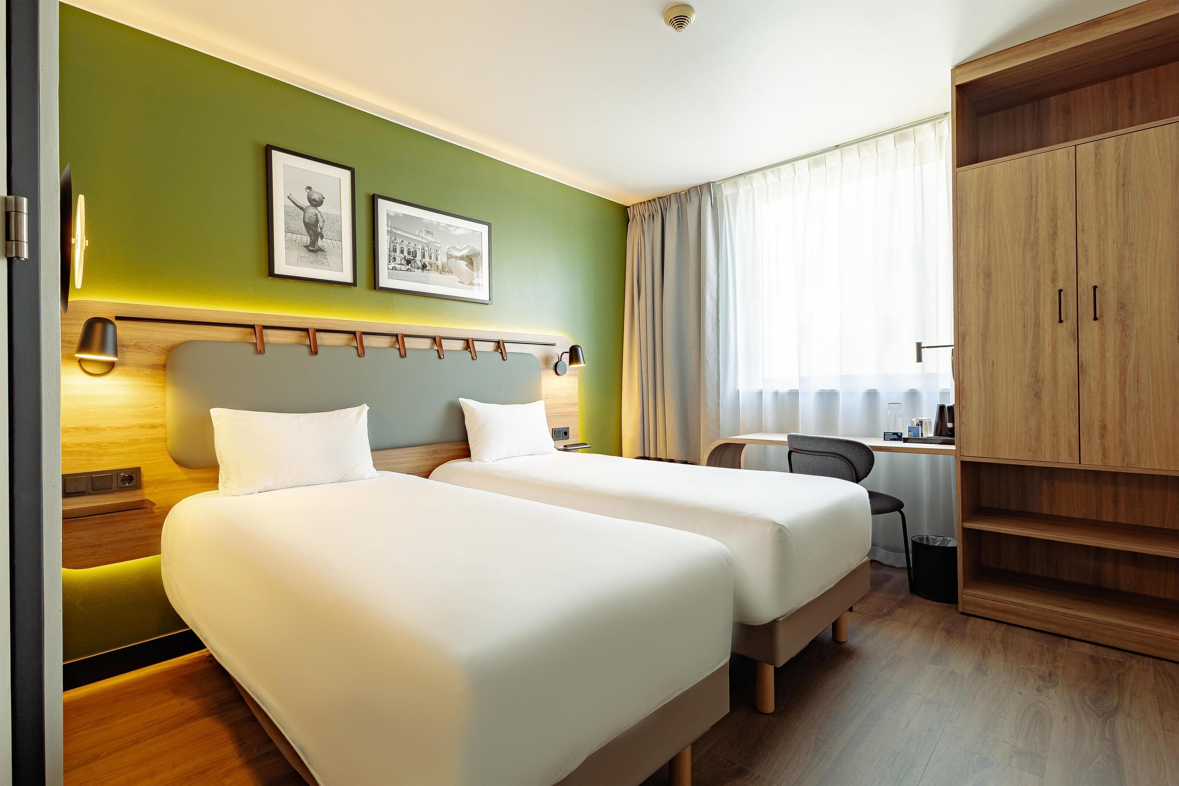 Premium bedding, desk, blackout curtains, iron/ironing board