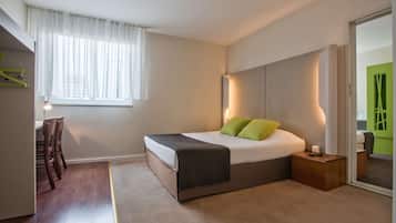 Premium bedding, desk, blackout curtains, iron/ironing board