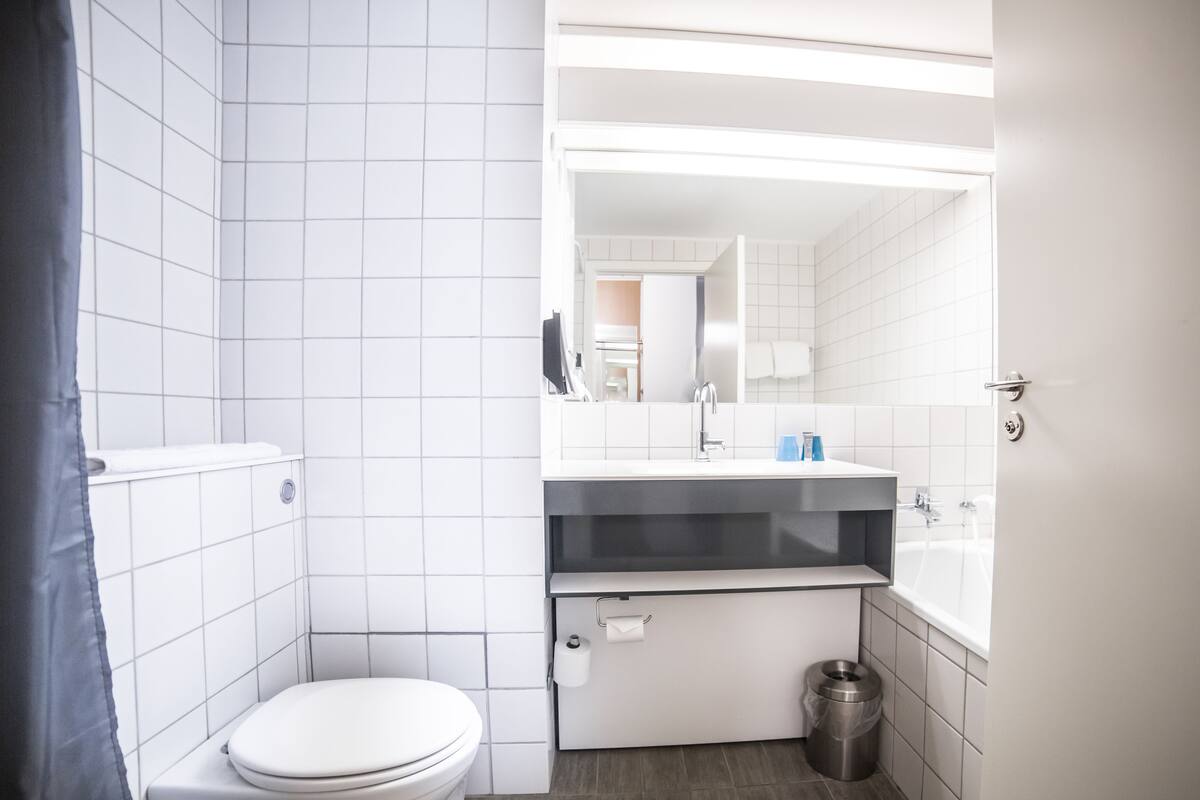 superior room | bathroom | eco-friendly toiletries, hair dryer, towels, soap