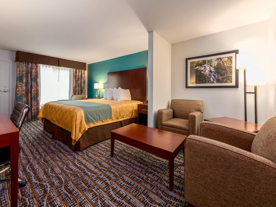Deluxe Suite, 1 King Bed, Refrigerator & Microwave (Non Pet Friendly) | Desk, soundproofing, free WiFi, bed sheets