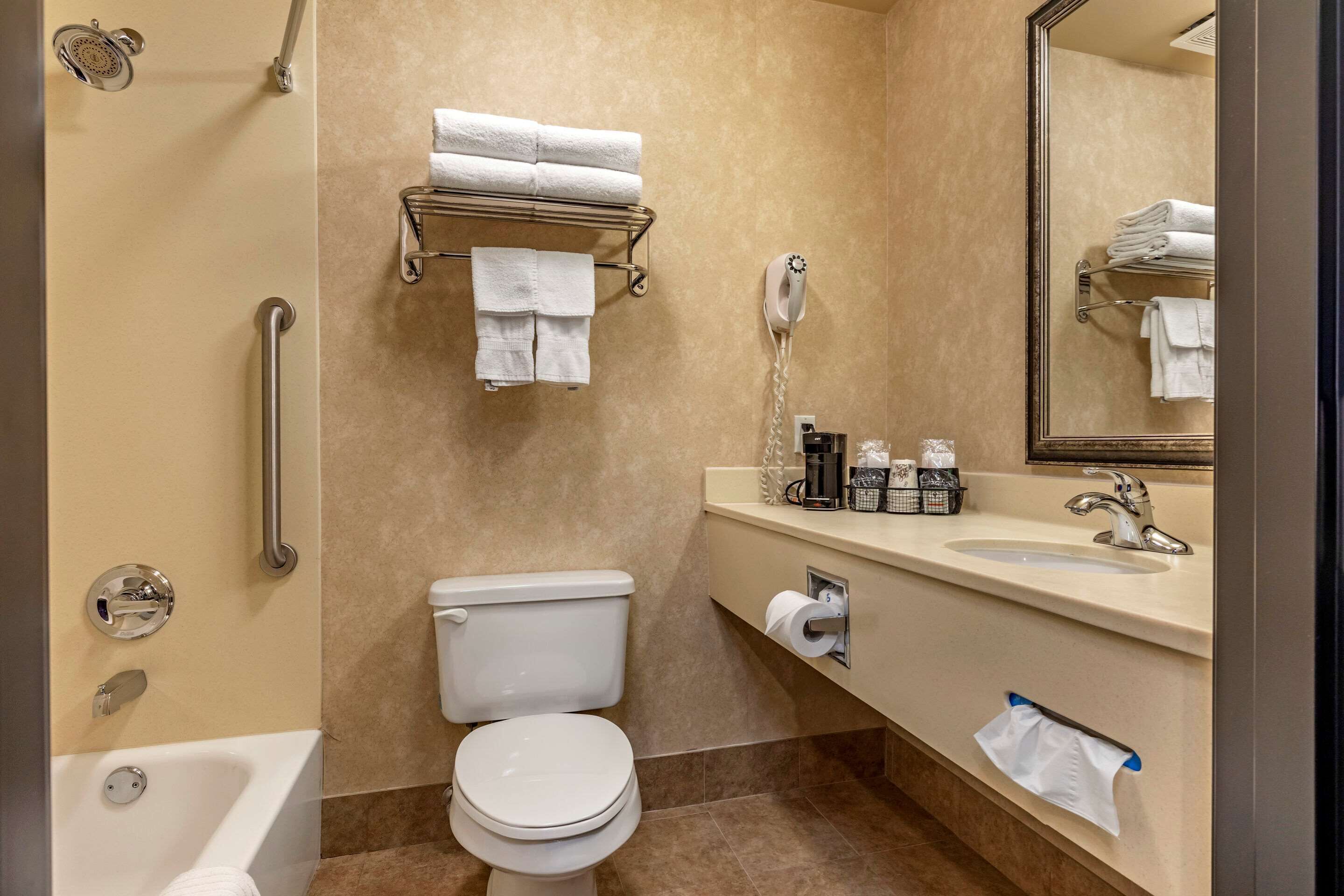 suite, 1 king bed, non smoking | bathroom | combined shower/bathtub, free toiletries, hair dryer, towels
