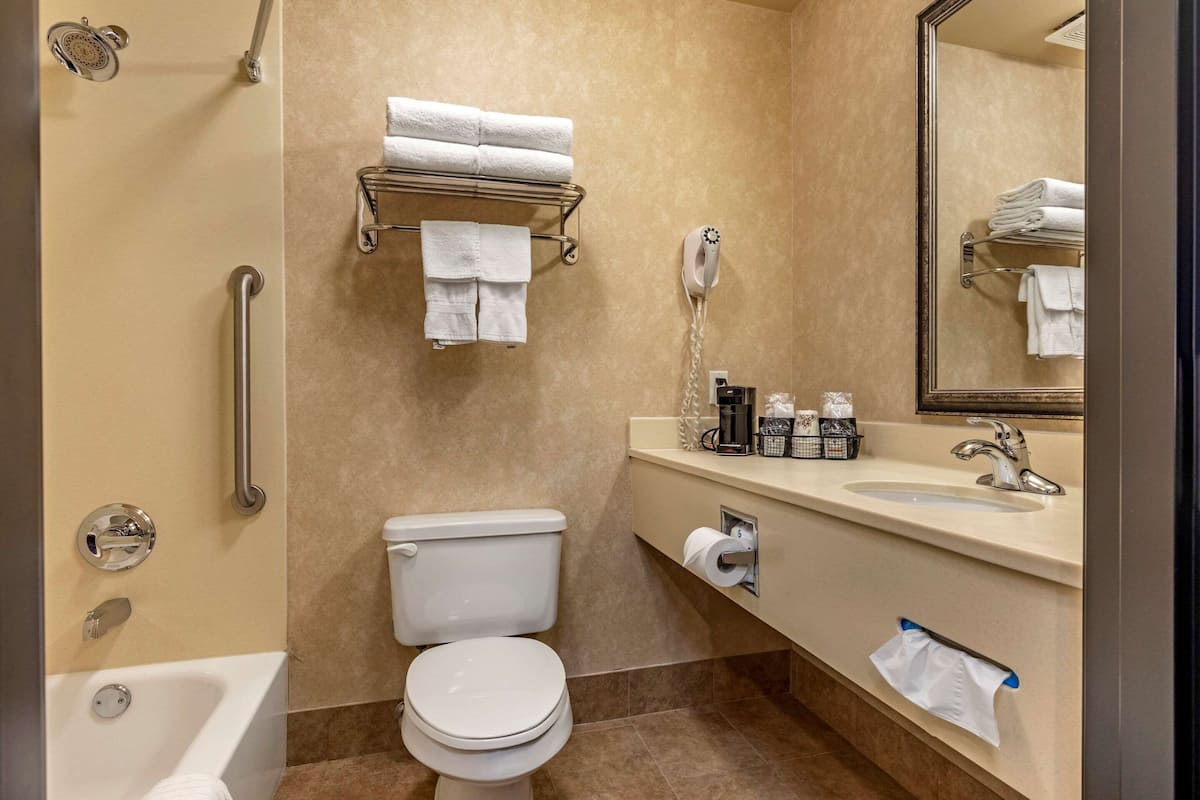 suite, 1 king bed, non smoking | bathroom | combined shower/bathtub, free toiletries, hair dryer, towels