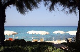 On the beach, scuba diving