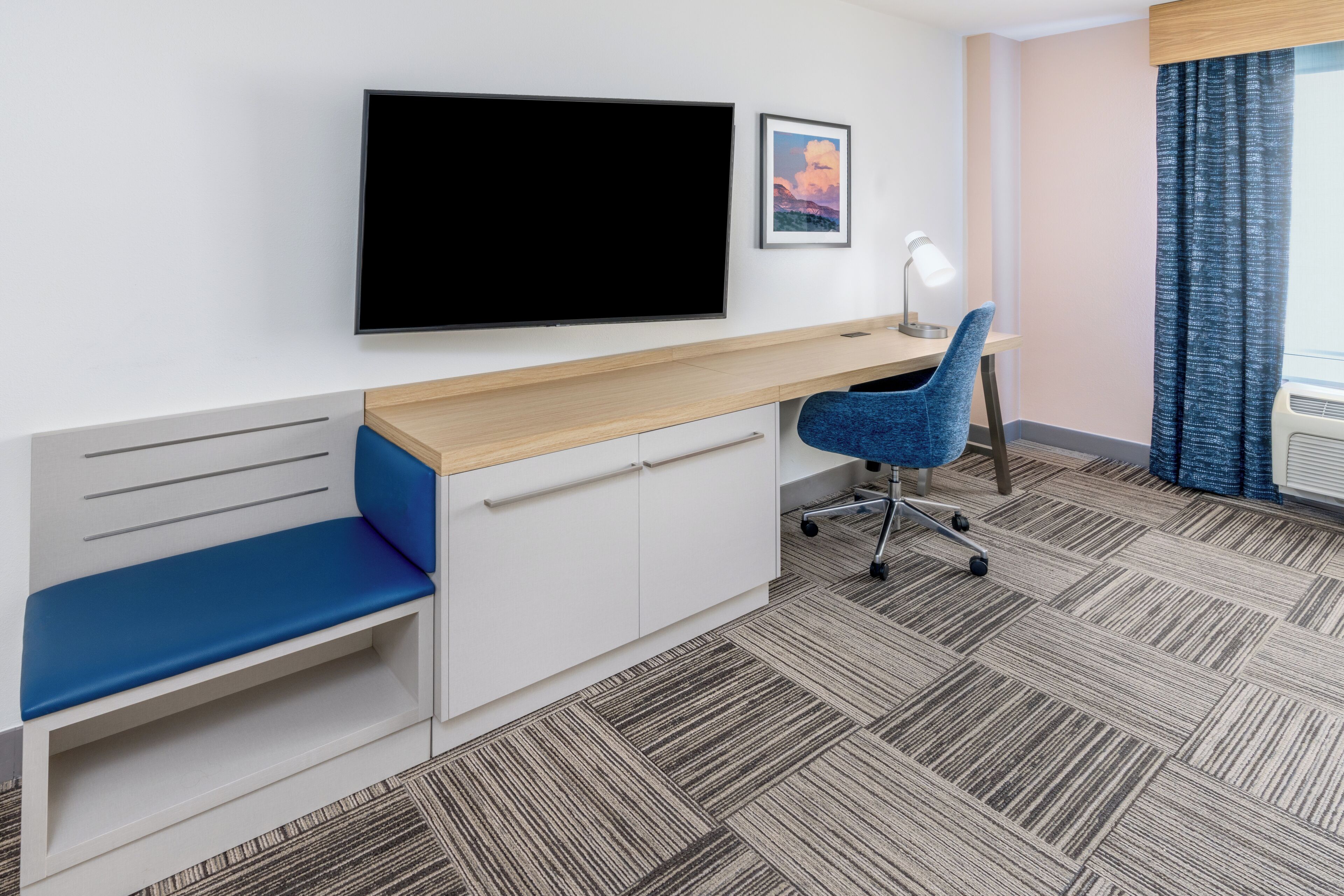 blackout curtains, iron/ironing board, free wifi, bed sheets