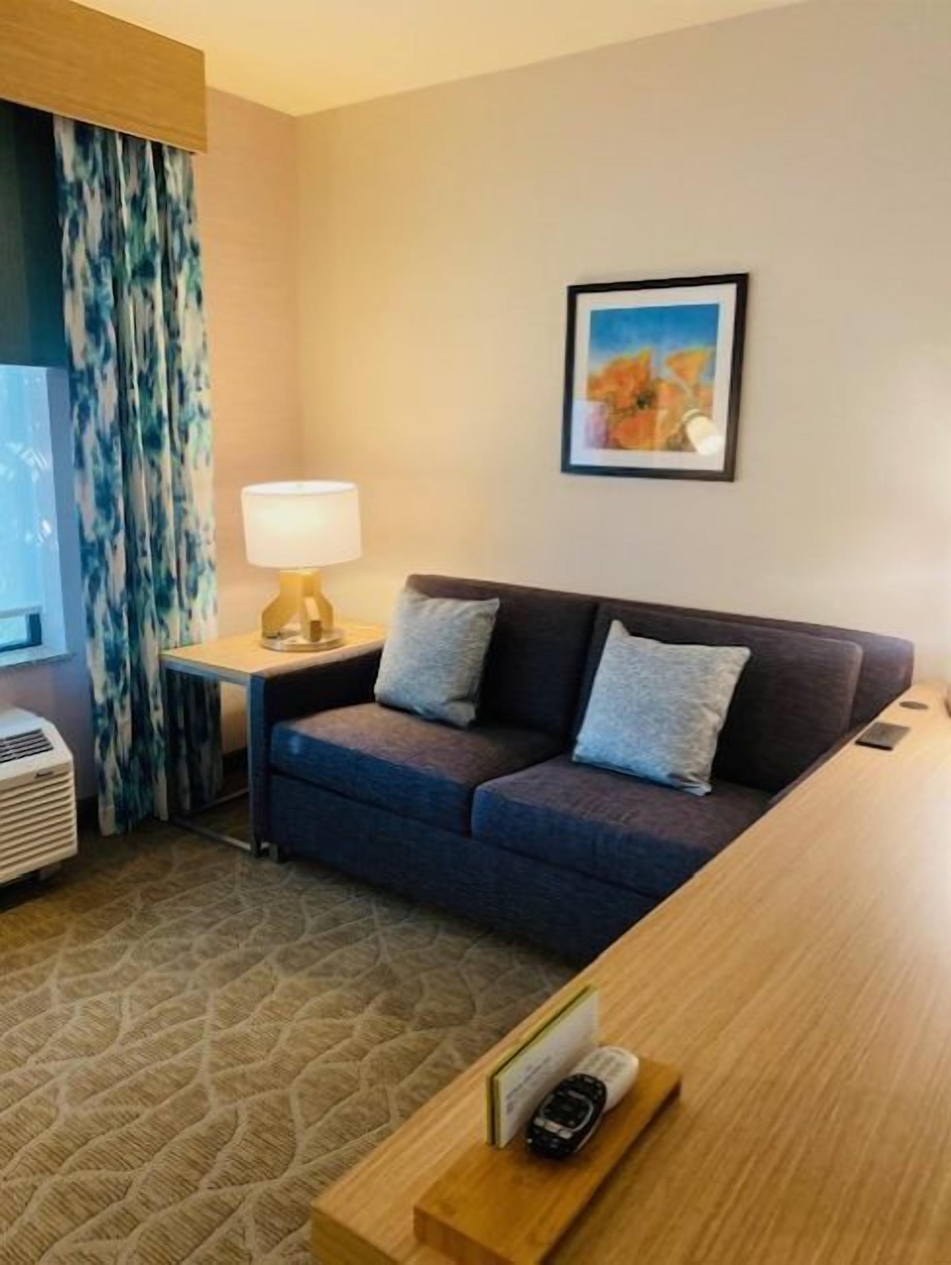Suite, 1 cama de matrimonio grande | Zona de estar | Televisión de 34 pulgadas con canales por satélite