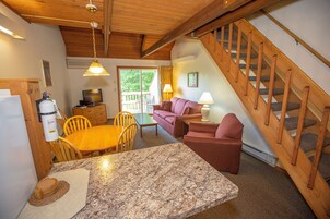 华丽公寓, 1 间卧室, 厨房 | 起居区 | 电视、壁炉