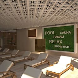 Indoor pool, sun loungers