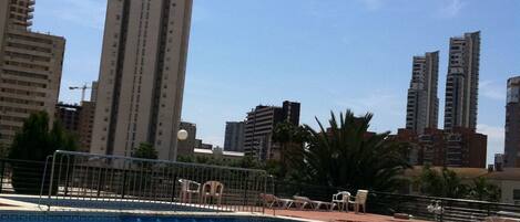 Outdoor pool, pool loungers