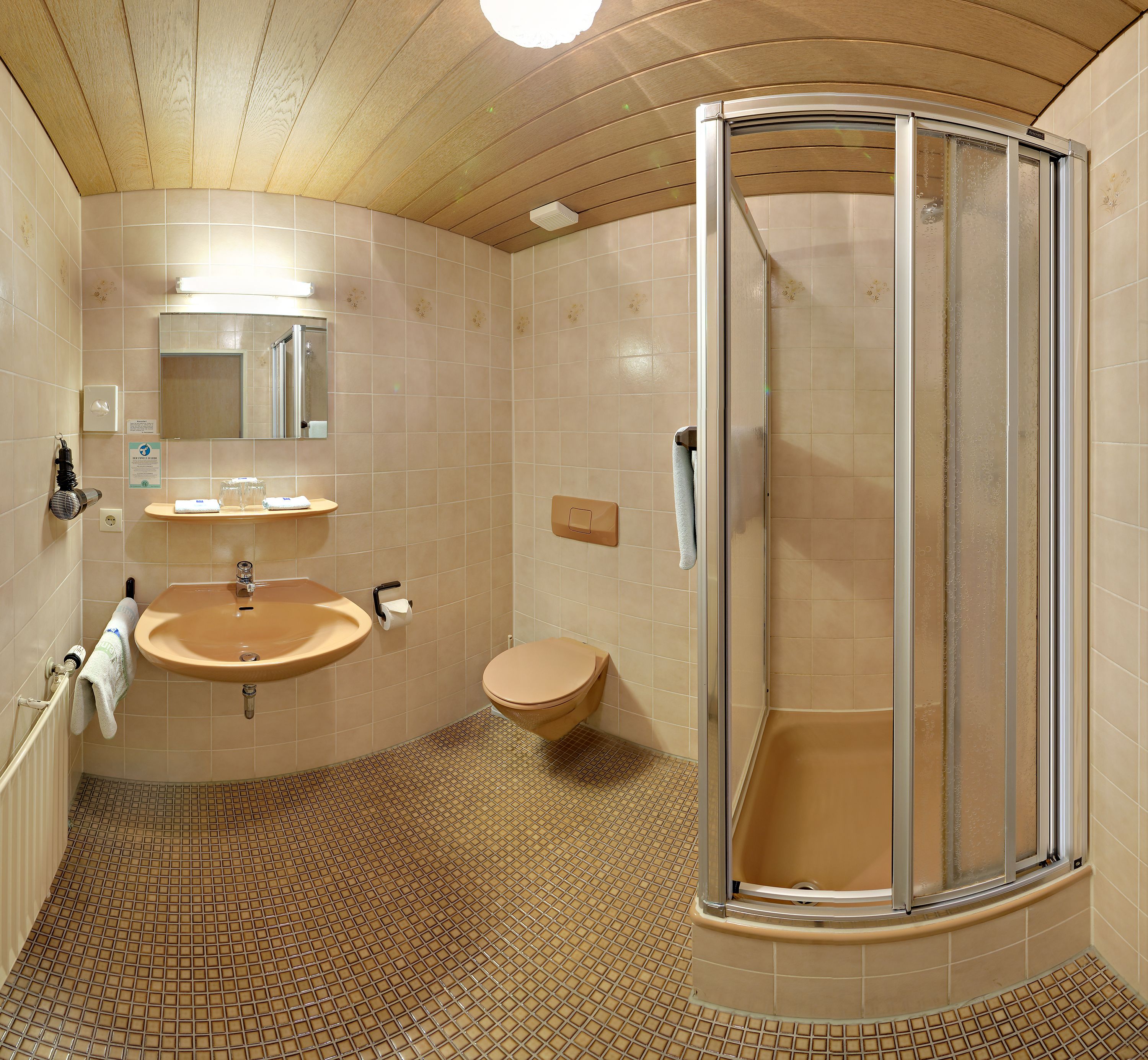 Zweibettzimmer | Badezimmer | Dusche, kostenlose Toilettenartikel, Haartrockner, Handtücher