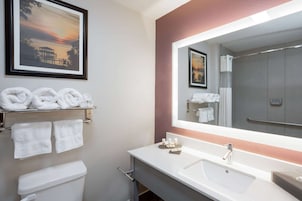 Bañera con ducha, artículos de tocador gratuitos, secador de pelo