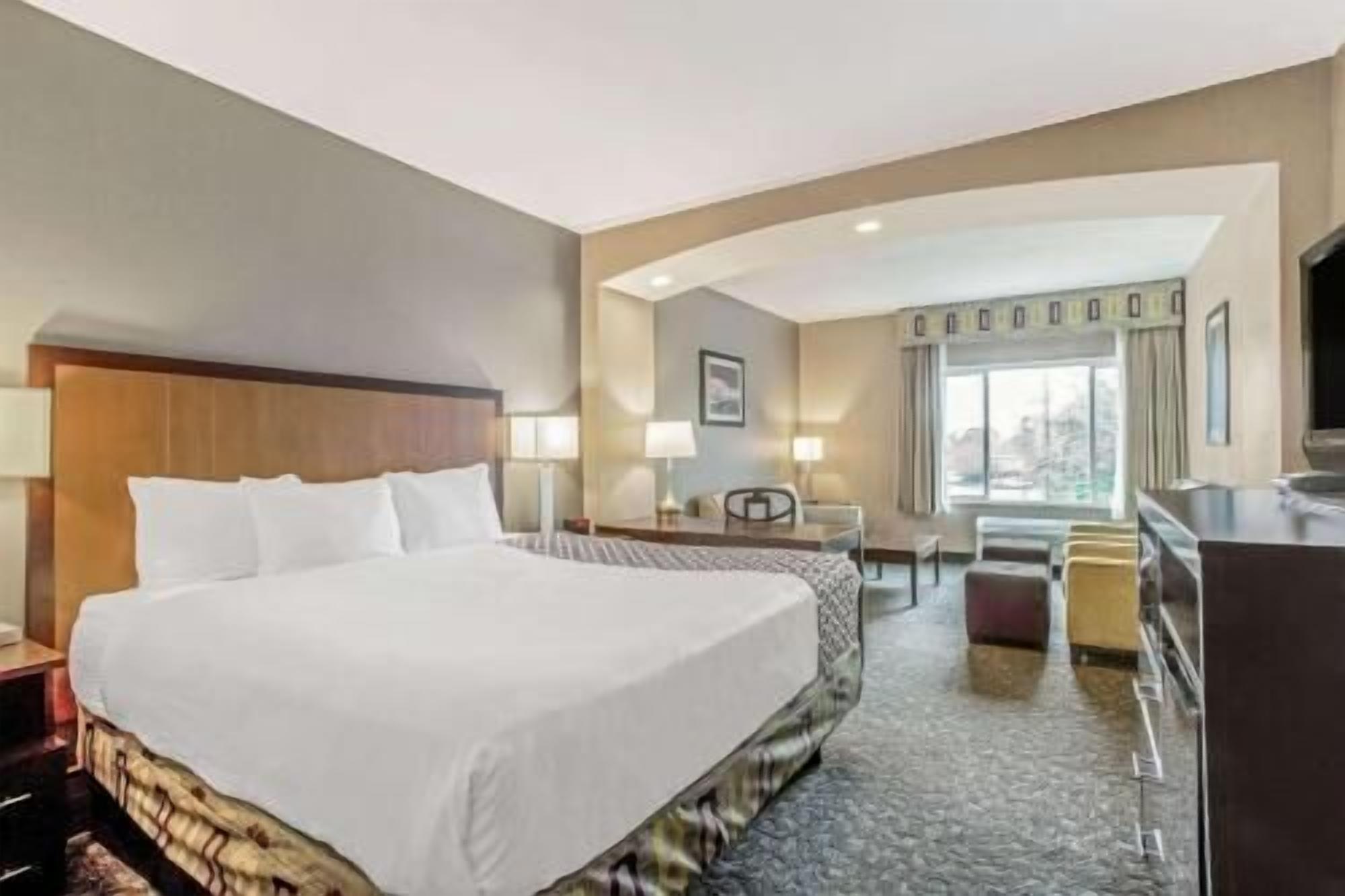 Premium bedding, desk, blackout drapes, iron/ironing board