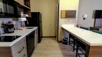Desk, blackout curtains, soundproofing, iron/ironing board