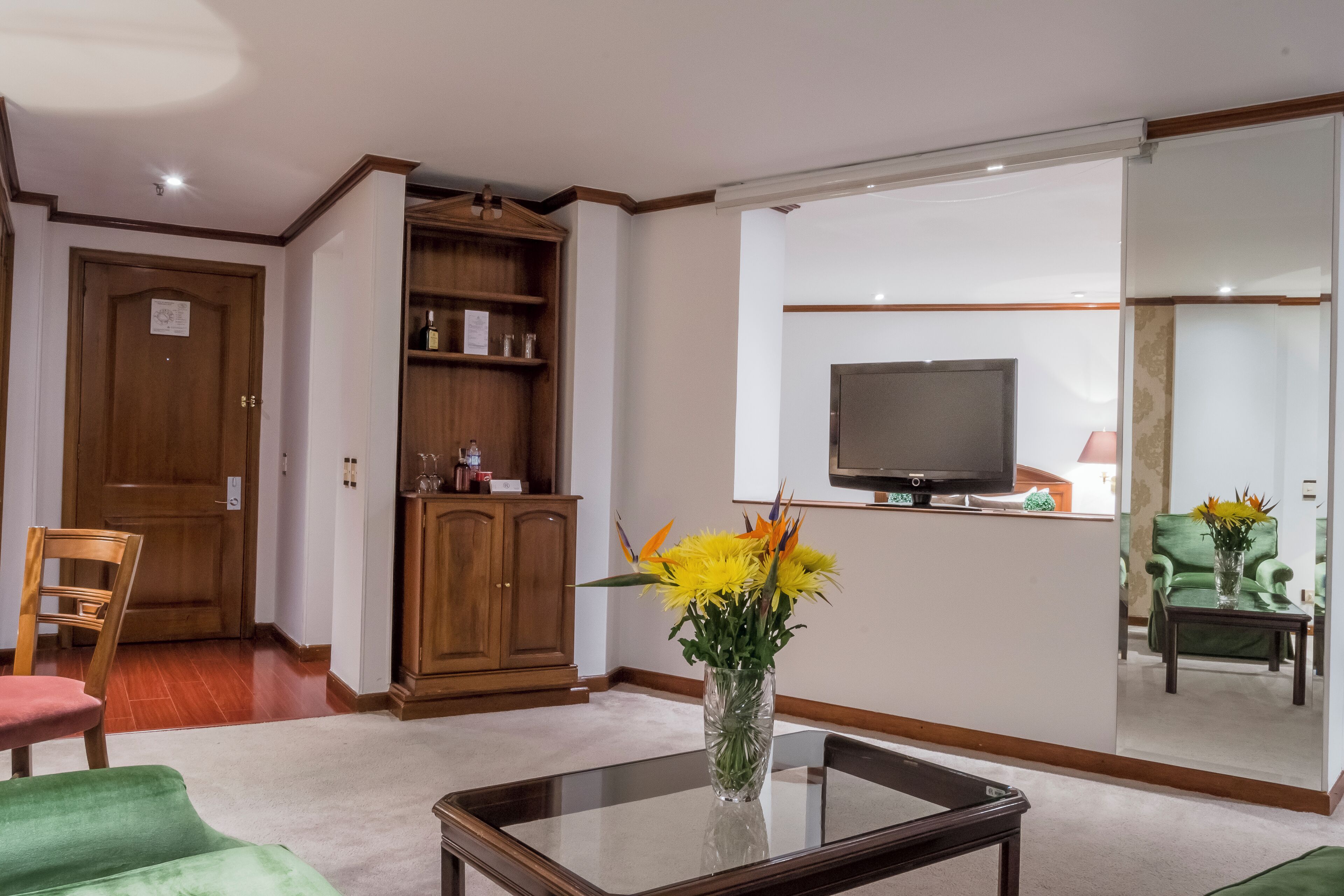 junior twin room | living area | 32-inch tv with cable channels