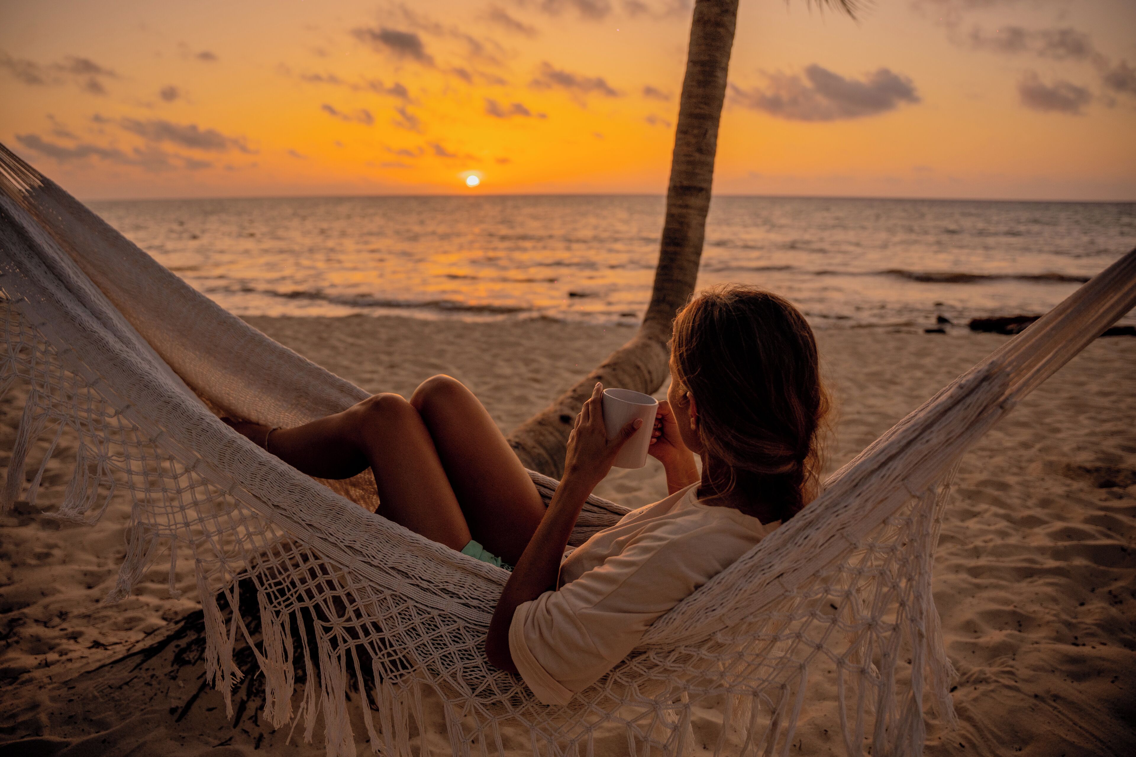 On the beach, white sand, free beach cabanas, sun-loungers