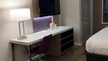 Desk, blackout curtains, free WiFi, bed sheets