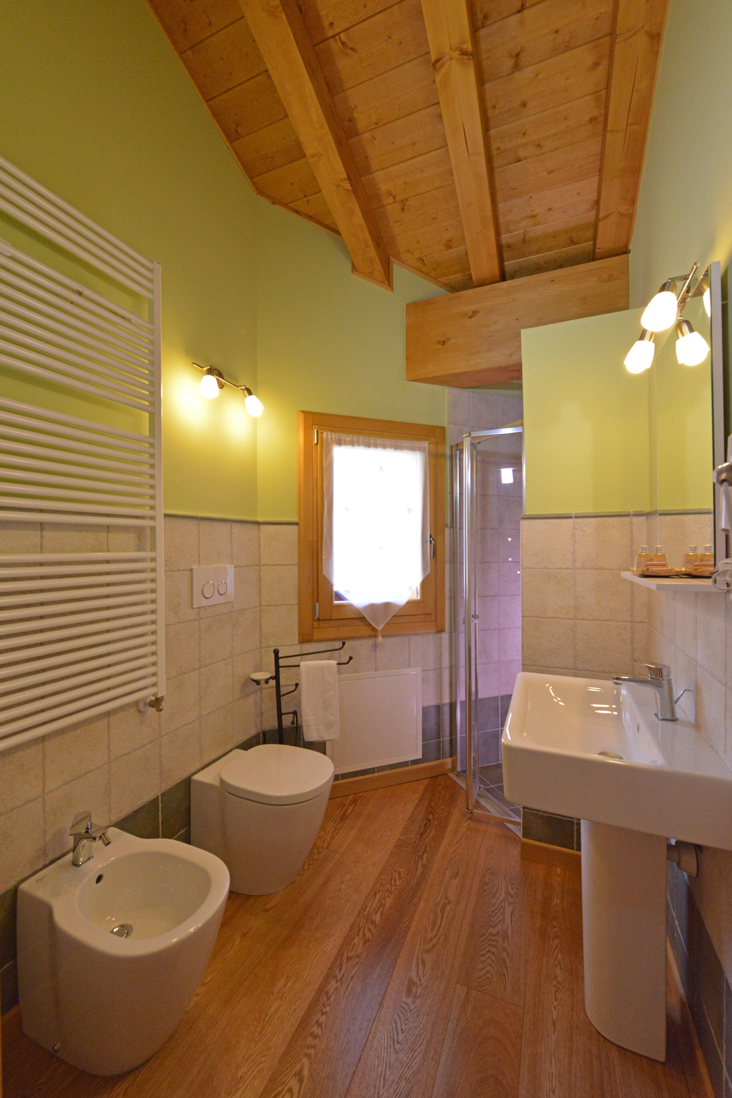 junior suite | bathroom | shower, free toiletries, hair dryer, bidet