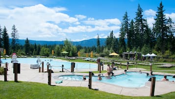 Indoor pool, outdoor pool, pool loungers