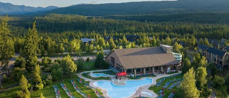 Indoor pool, outdoor pool, sun loungers