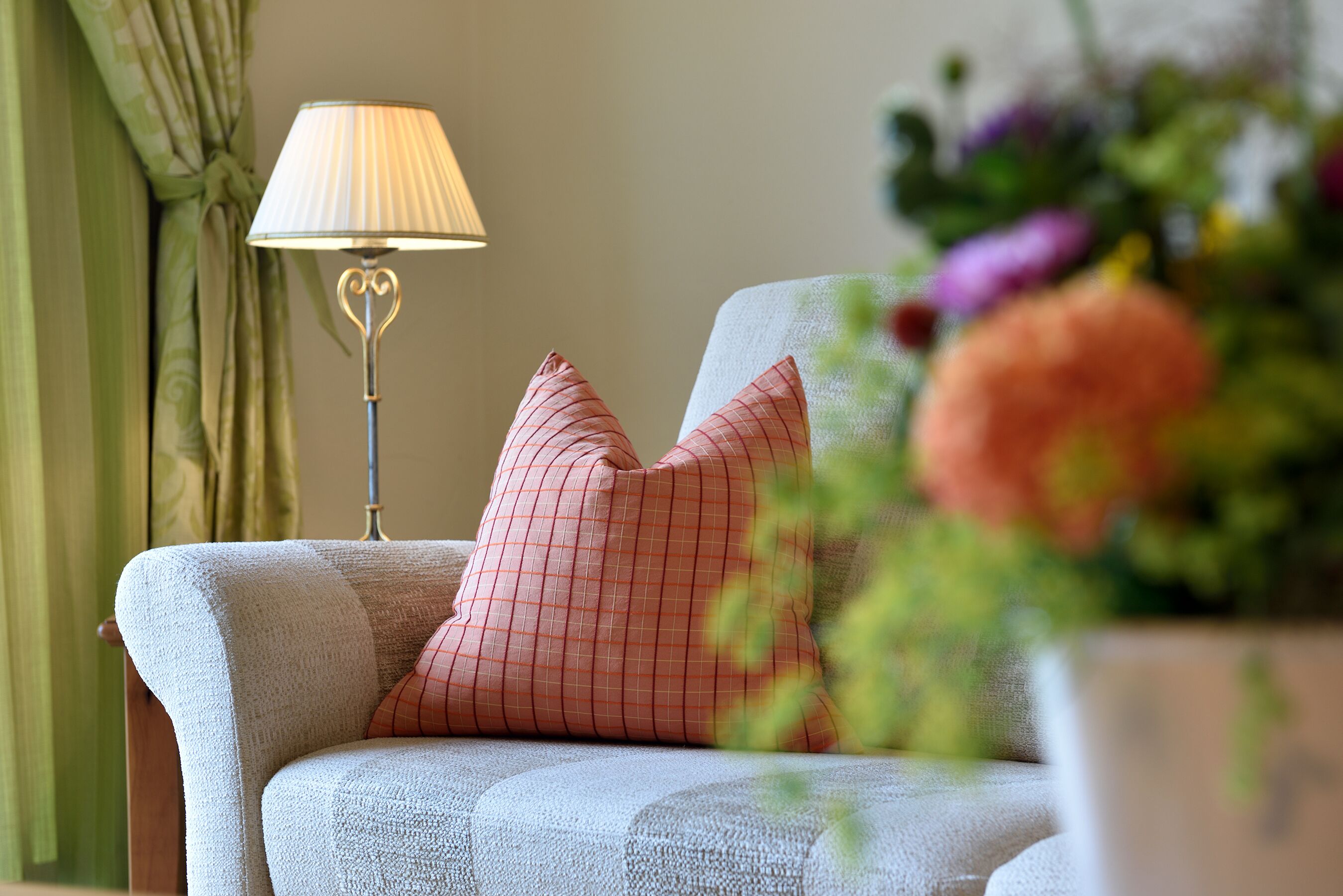 junior studio suite, 1 king bed, balcony, mountainside | living area | led tv, dvd player