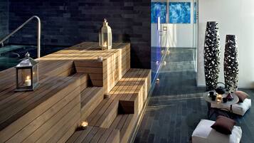 Sauna, hot tub, steam room, body treatments, aromatherapy
