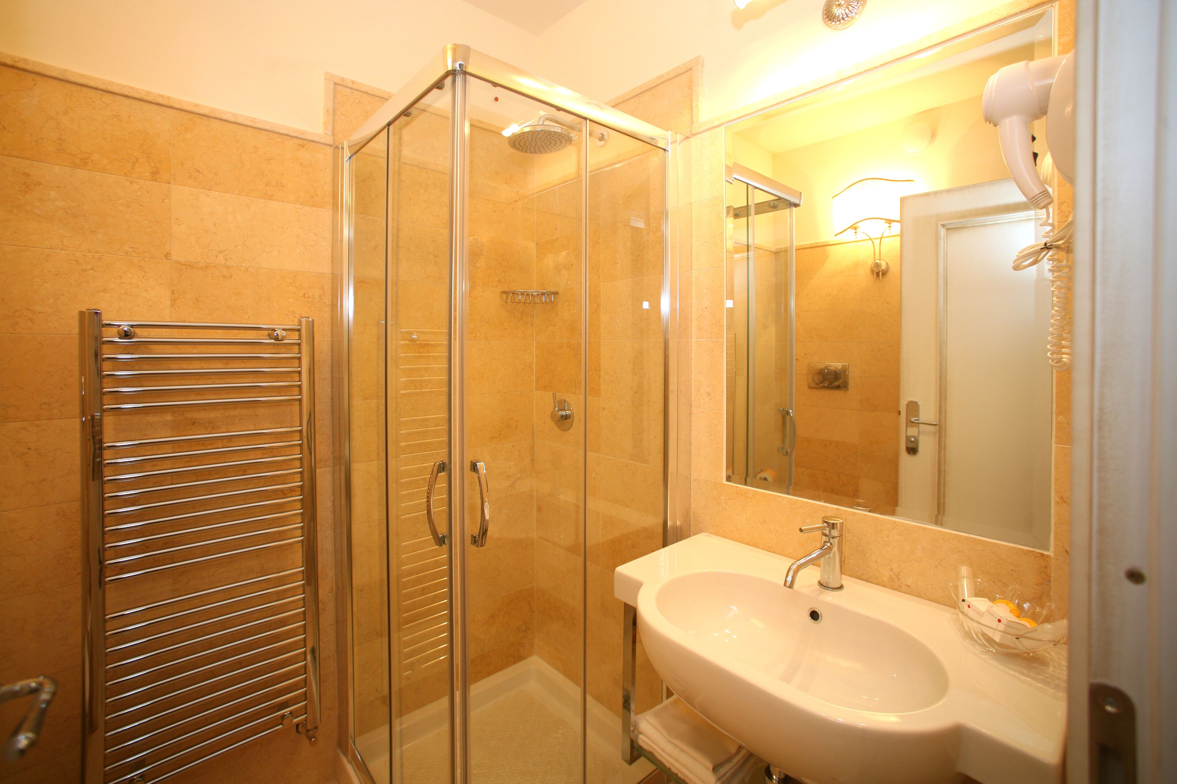 shower, rainfall showerhead, hair dryer, bidet