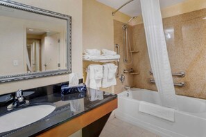 Room, 1 King Bed, Accessible, Non Smoking | Bathroom | Free toiletries, hair dryer, towels