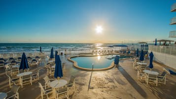 Outdoor pool, open 9:00 AM to 6:00 PM, pool loungers
