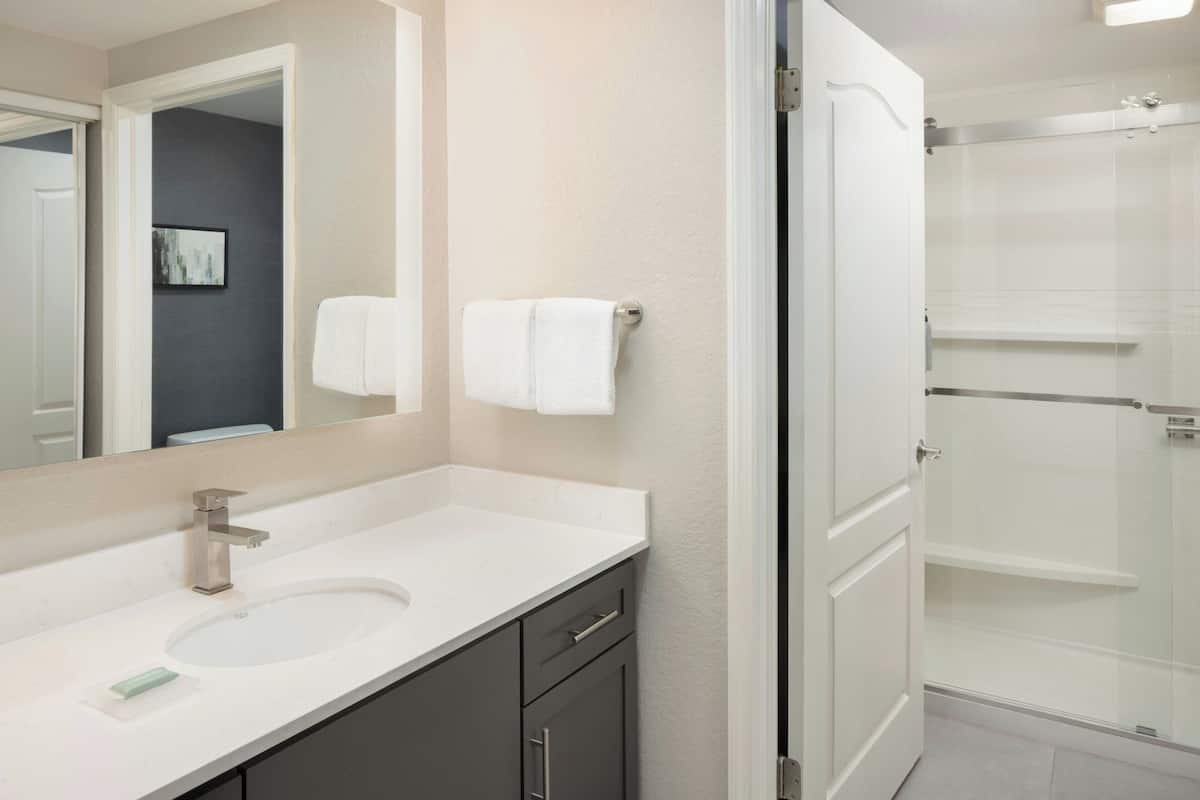 suite, 1 bedroom, smoking | bathroom | combined shower/bathtub, designer toiletries, hair dryer, towels