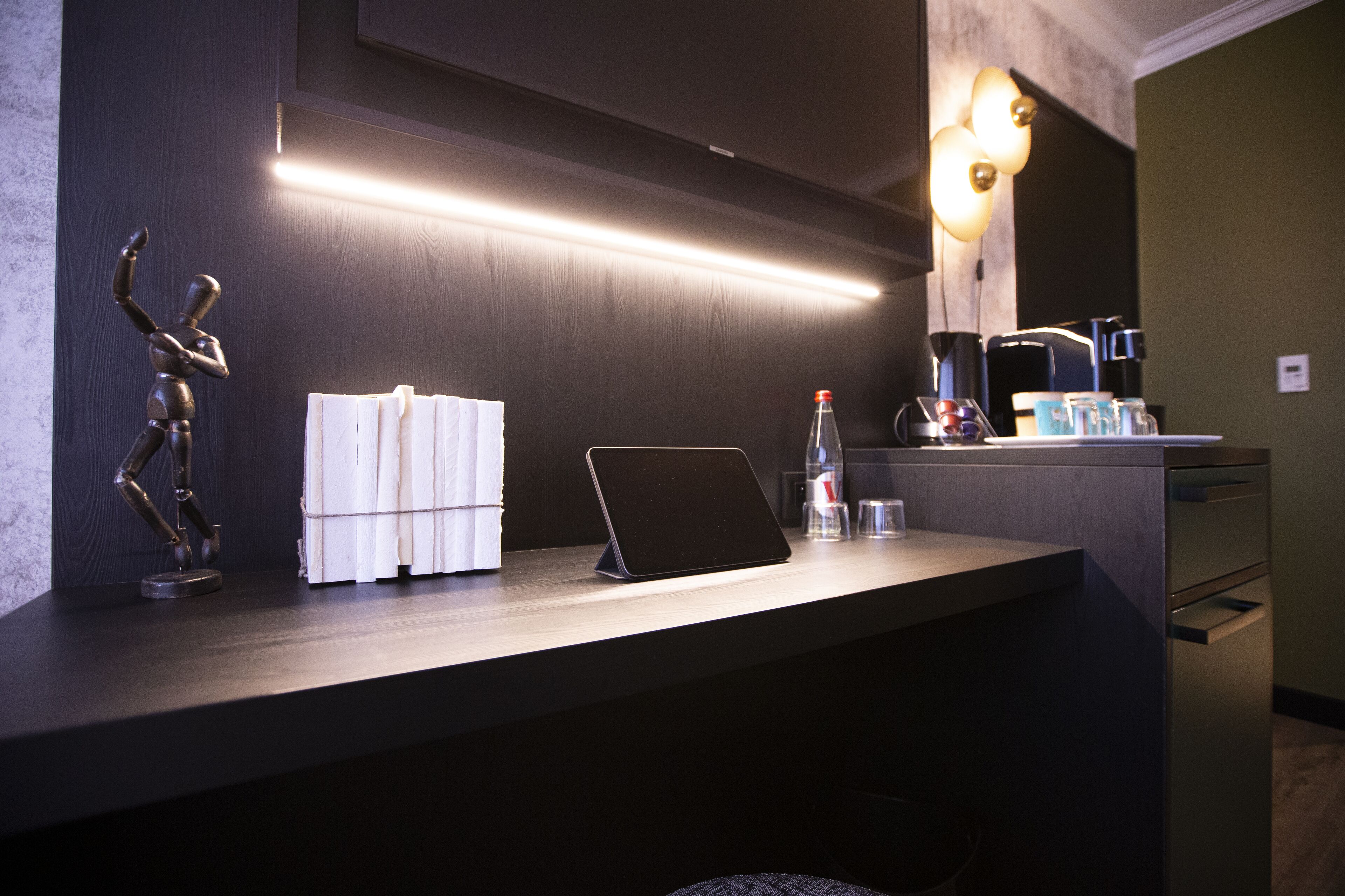 new generation twin room | in-room safe, desk, laptop workspace, blackout curtains