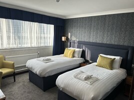 In-room safe, desk, laptop workspace, blackout curtains