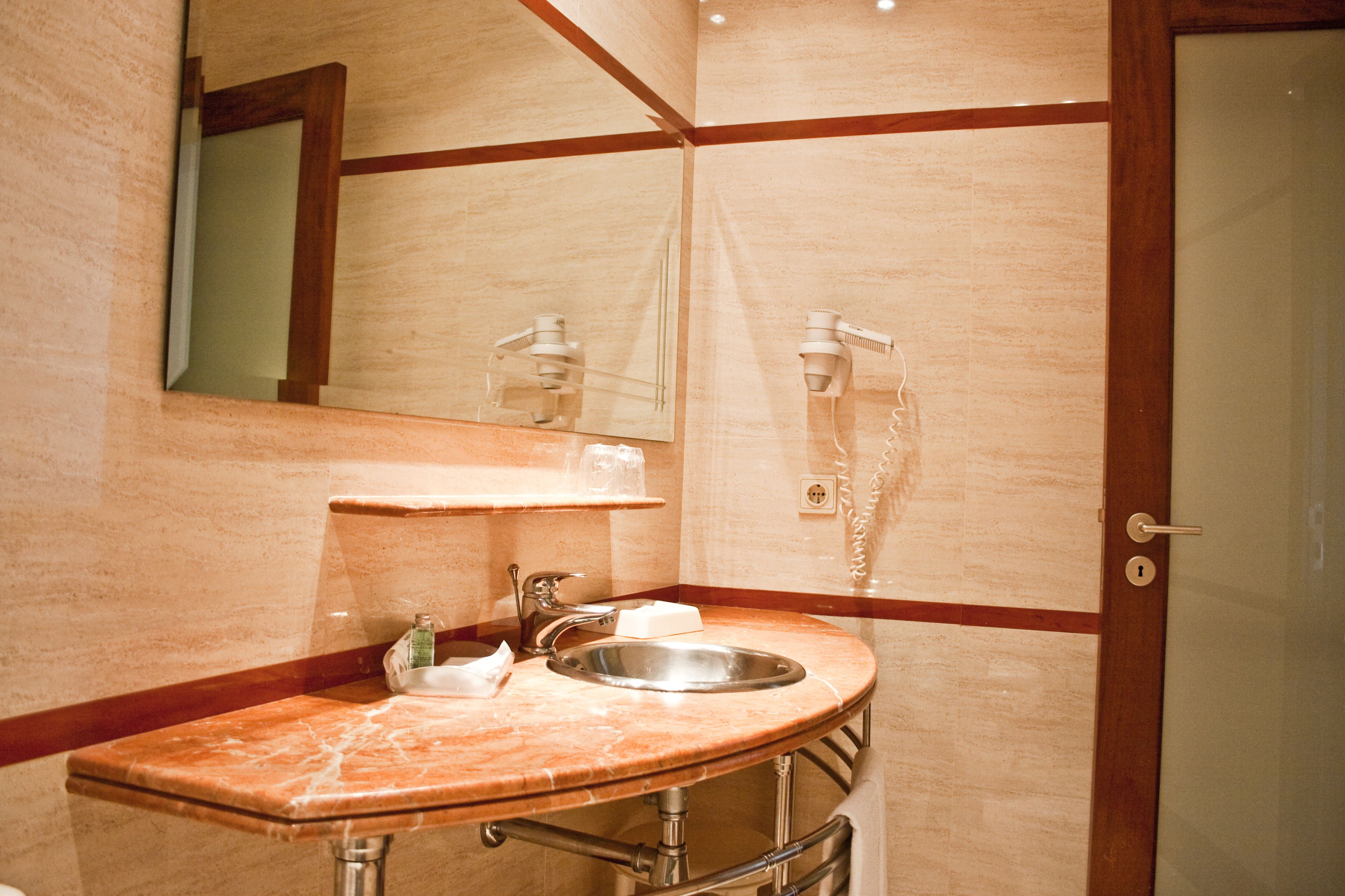 free toiletries, hair dryer, towels