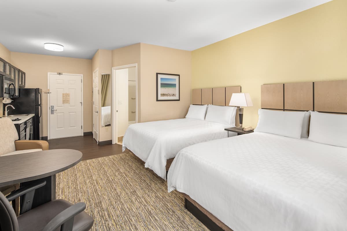 1 bedroom, desk, laptop workspace, blackout curtains