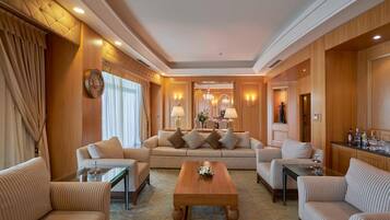 Frette Italian sheets, premium bedding, Tempur-Pedic beds, minibar