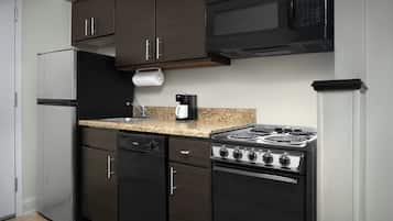 Suite, 1 Bedroom | Private kitchen | Fridge, microwave, stovetop, dishwasher