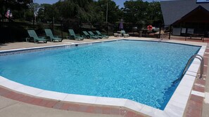 Outdoor pool, pool loungers