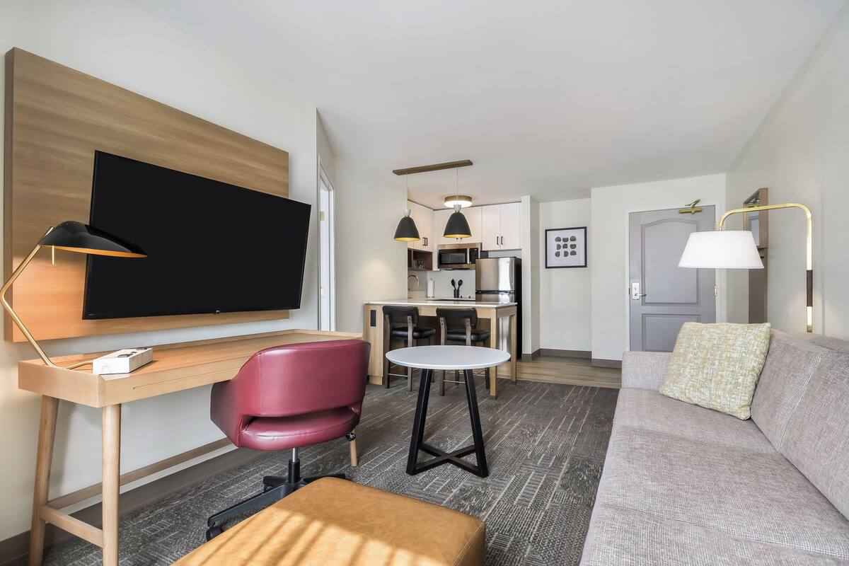 Suite, 1 Bedroom, Kitchen | In-room safe, desk, blackout drapes, iron/ironing board