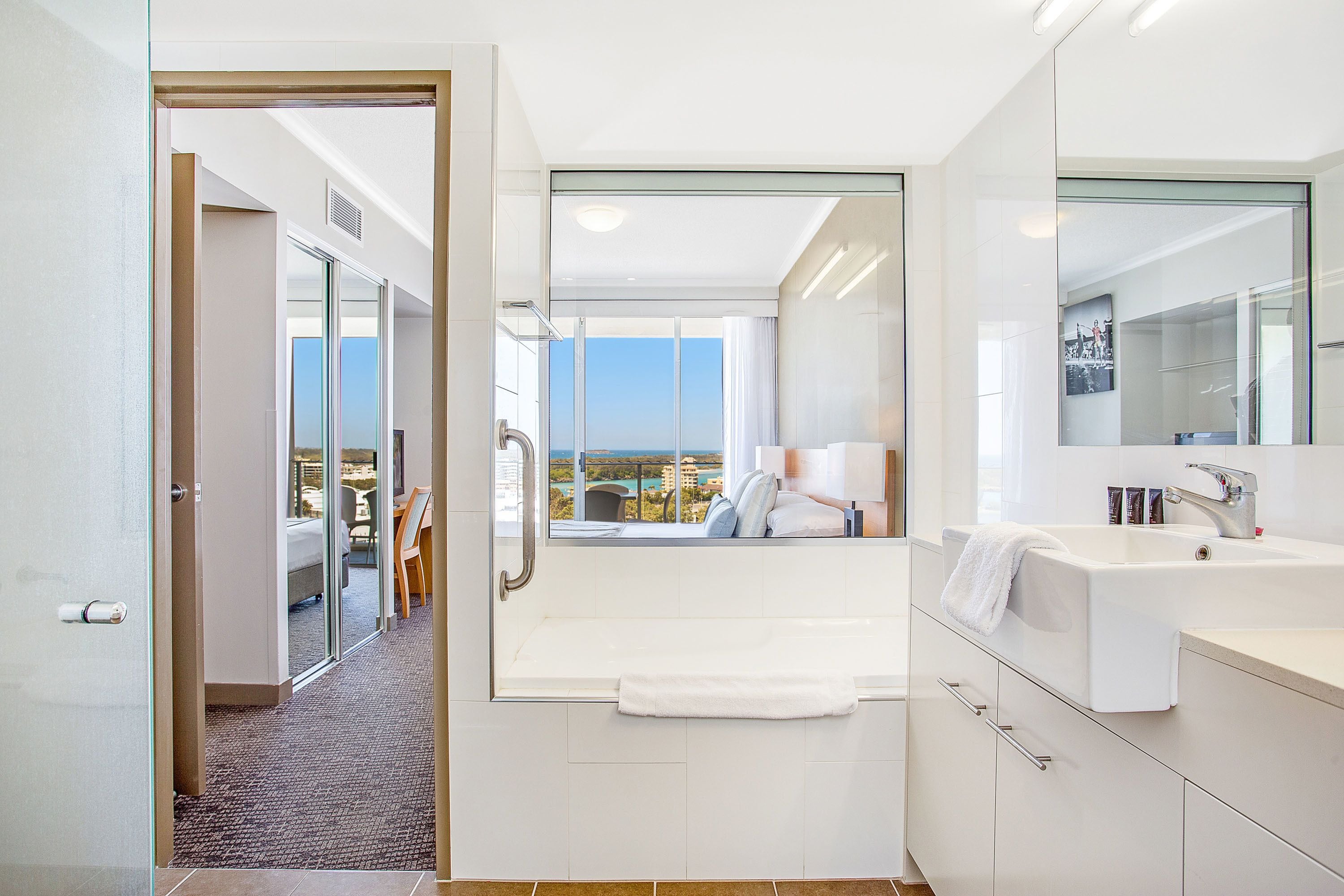 free toiletries, hair dryer, towels